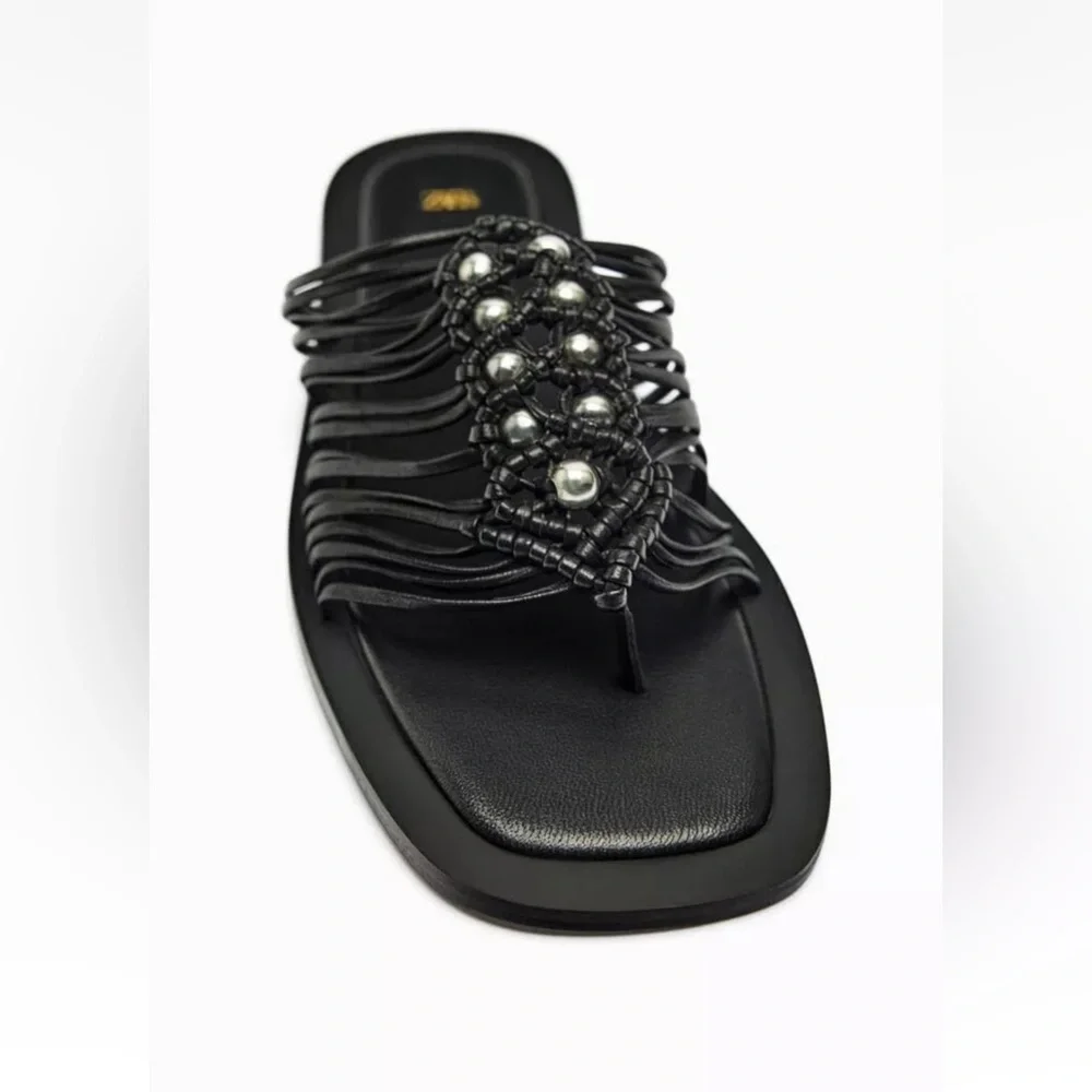 NWT Zara flat woven leather sandals - Picture 4 of 6